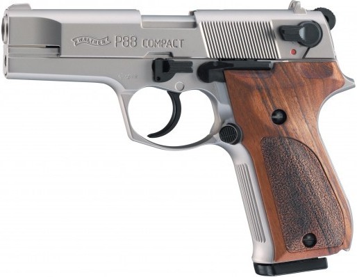 Pi�to� exp. Walther P88 Compact nickel/wood, kal. 9mm PA